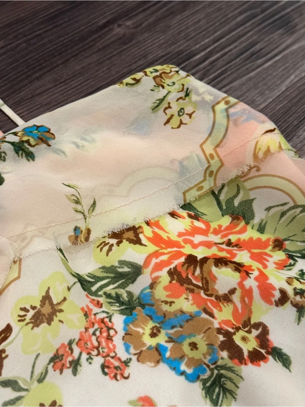 FARM Rio Tropical Floral Scarf Border Print Strappy Maxi Dress M Anthropologie - Picture 4 of 11